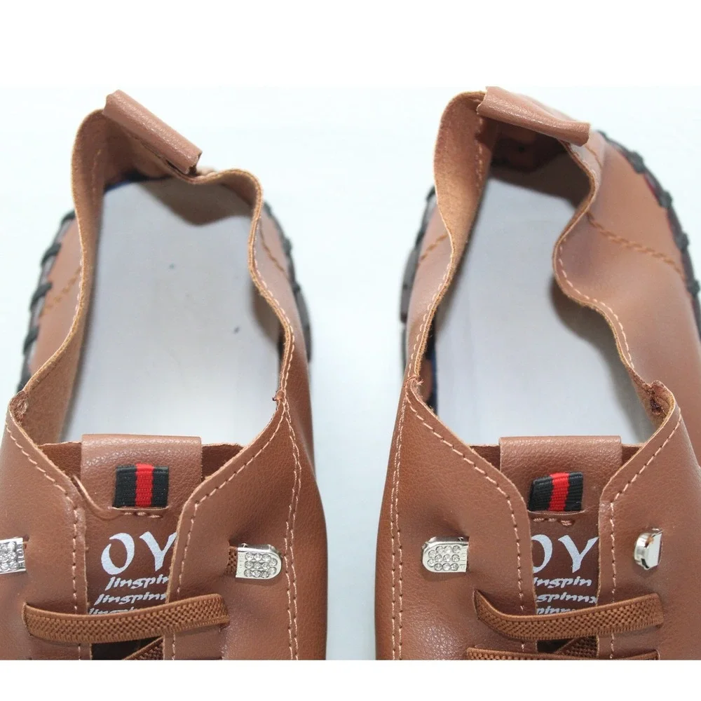 OY Brown Faux Leather Whipstitch Bubble Sole Slip On Shoes W Size 10 / Men 8‎